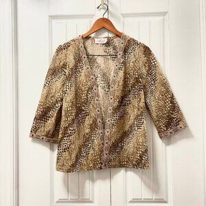 Vintage Made in Italy Snake Print Lace Kimono Cardigan